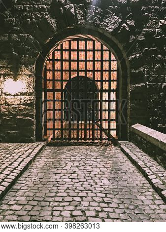 12/6/2020: A Gateway Entrance To A Medieval Complex At Night At The Washington Heights In New York C