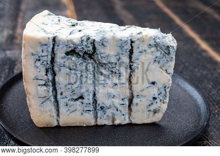 Cheese Collection, Piece Of Italian Blue Cheese Gorgonzola Picante With Blue Mold From North Of Ital