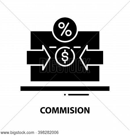 Commision Icon, Black Vector Sign With Editable Strokes, Concept Illustration