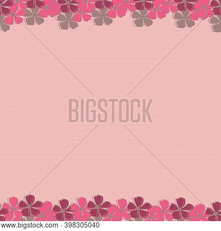 Ornament With Pink Flowers For Cards, Invitations, Packages