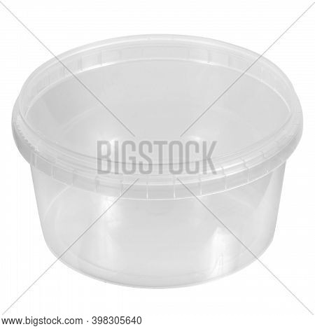 Reusable Plastic Transparent Box For Takeaway Food, Picnic, Salad For Shop Isolated On White