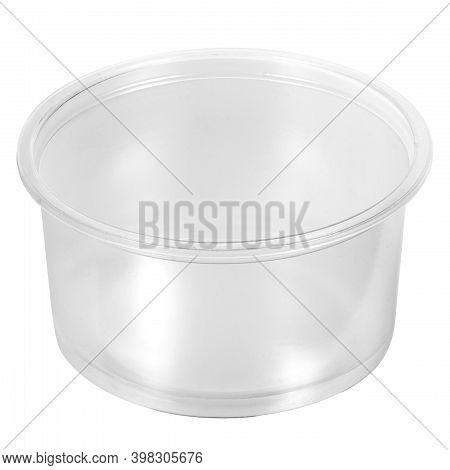Reusable Plastic Transparent Box For Takeaway Food, Picnic, Salad For Shop Isolated On White