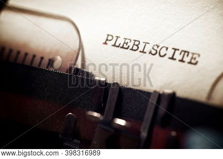 Plebiscite word written with a typewriter.