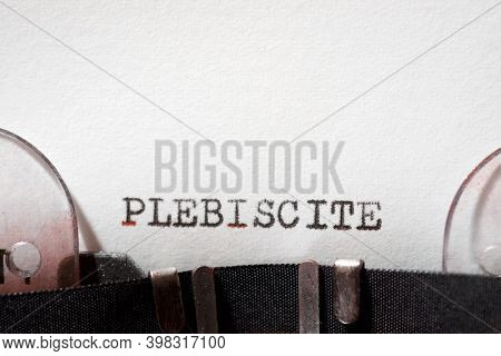 Plebiscite word written with a typewriter.