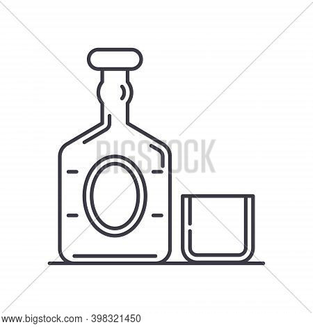 Old Wiskey Icon, Linear Isolated Illustration, Thin Line Vector, Web Design Sign, Outline Concept Sy