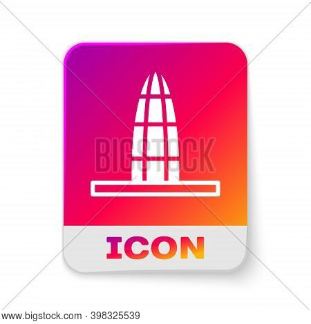 White Agbar Tower Icon Isolated On White Background. Barcelona, Spain. Rectangle Color Button. Vecto