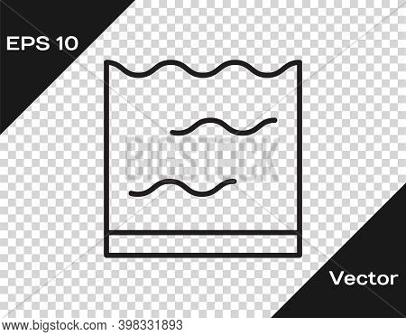 Black Line Aquarium Icon Isolated On Transparent Background. Aquarium For Home And Pets. Vector