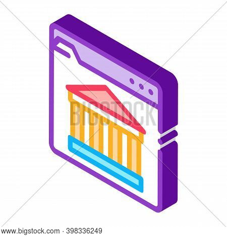 Ancient Building On Web Site Icon Vector. Isometric Ancient Building On Web Site Sign. Color Isolate