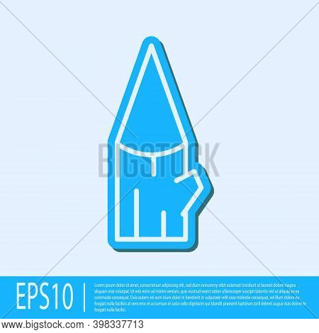Blue Line Wooden Log Icon Isolated On Grey Background. Vector