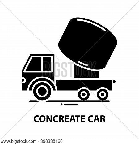 Concreate Car Icon, Black Vector Sign With Editable Strokes, Concept Illustration
