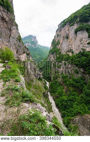 View Of Cherek Gorge In The Caucasus Mountains In Kabardino-balkaria, Russia