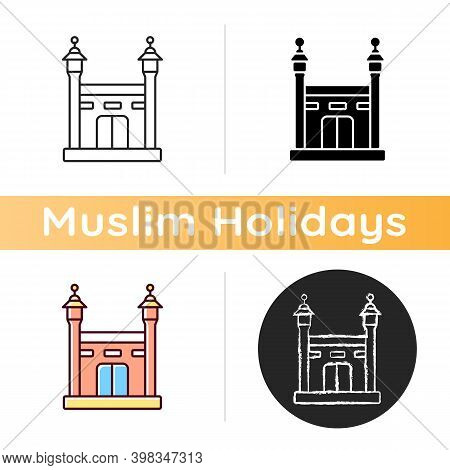 Hajj Icon. Annual Islamic Pilgrimage To Mecca. Mandatory Religious Duty For Muslims. Religious Demon
