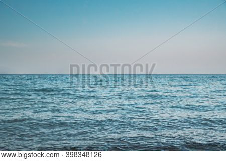 Riple Sea Ocean And Blue Sky Background.