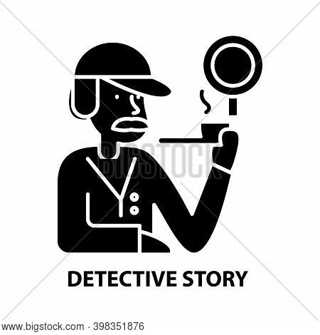 Detective Story Icon, Black Vector Sign With Editable Strokes, Concept Illustration