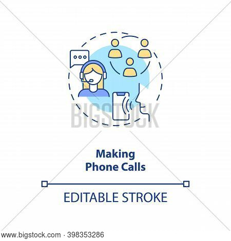 Make Phone Calls Concept Icon. Secretary Work. Remote Job. Management, Organization. Virtual Busines