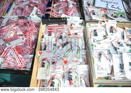 Bucharest, Romania - March 1, 2012: 1st Of March Trinkets (martisoare) Are Being Sold Outdoors In Do