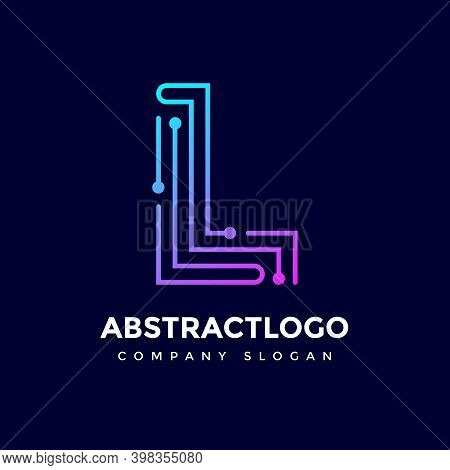 L Letter Dots Logo Design. Colorful Abstract L Logotype Vector With Dots.