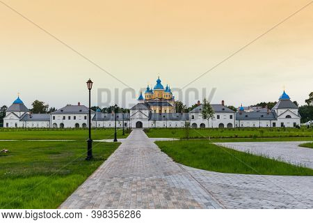 Konevsky Monastery on Konevets Island on Lake Ladoga - Russia - architecture background