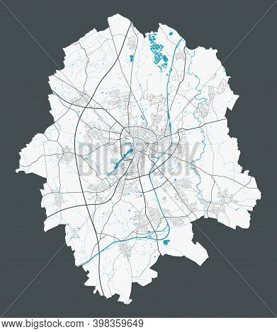 Munster Map. Detailed Map Of Munster City Administrative Area. Cityscape Panorama. Royalty Free Vect