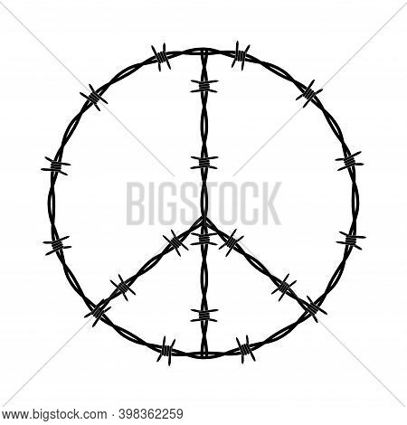 Pacific Sign Conclusion Symbol, Sign. Barbed Wire Isolated Background. Illustration