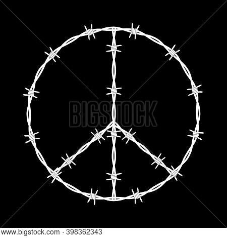 Pacific Sign Conclusion Symbol, Sign. Barbed Wire Isolated Background. Illustration