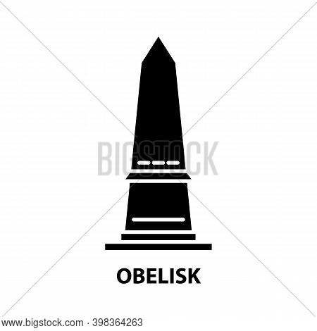 Obelisk Icon, Black Vector Sign With Editable Strokes, Concept Illustration