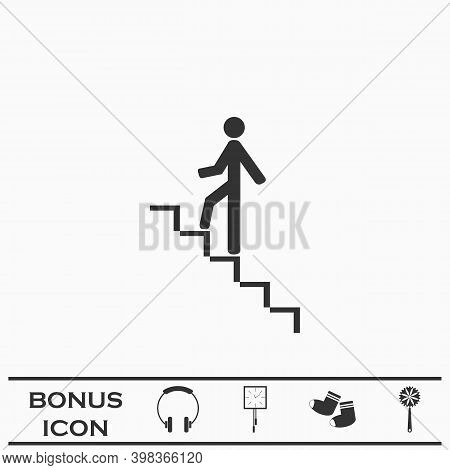 Go Down Up Icon Flat. Black Pictogram On White Background. Vector Illustration Symbol And Bonus Butt