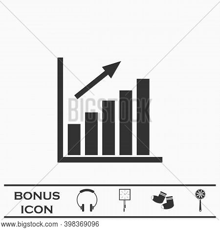 Graph Chart Icon Flat. Black Pictogram On White Background. Vector Illustration Symbol And Bonus But