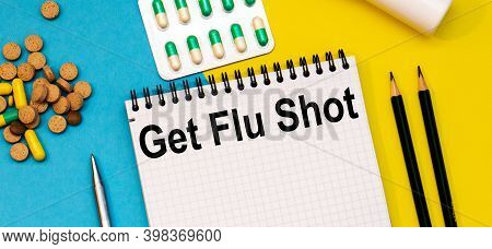 Treatment Word, Get Flu Shot Word With Medical Concepts And Medical Equipment