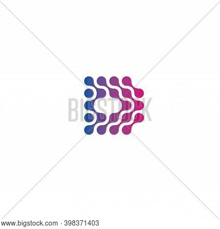 Dotted Letter D, Abstract Style Vector Logo Concept. Digital Innovation Technology, Isolated Icon On
