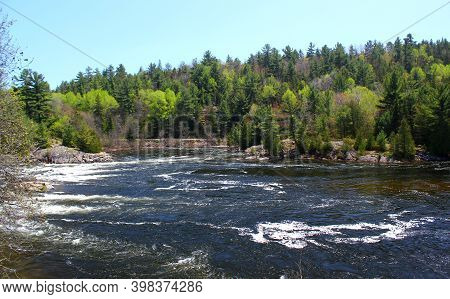 Wild Nature River Landscape In The Canadia Rockies / Canada / Usa