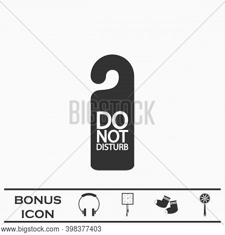 Do Not Distrub Icon Flat. Black Pictogram On White Background. Vector Illustration Symbol And Bonus 