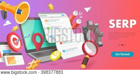3d Vector Conceptual Illustration Of Serp - Search Engine Result Page