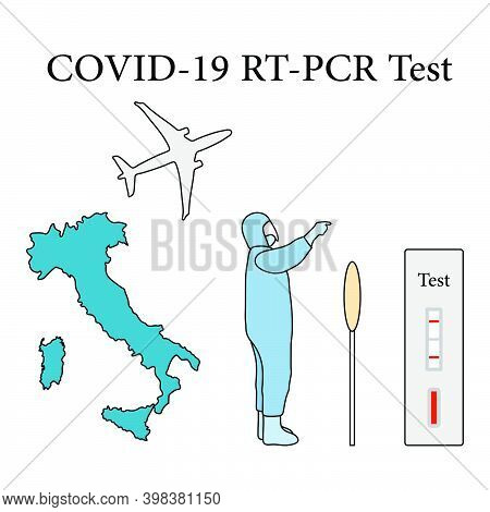 Vector Illustration Carrying Out Rt Pcr Test To Diagnose Coronavirus Infection. Italy People Protect