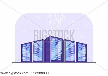 Data Storage Concept Banner, Flat Style Vector Illustration