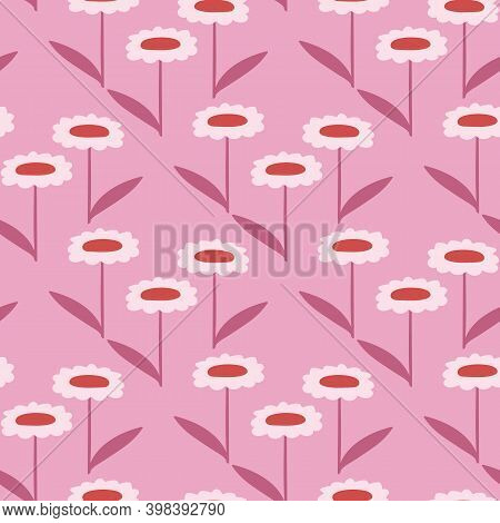 Red And Pink Abstract Modern Daisy Geometric Polka Dot Seamless Repeating Pattern