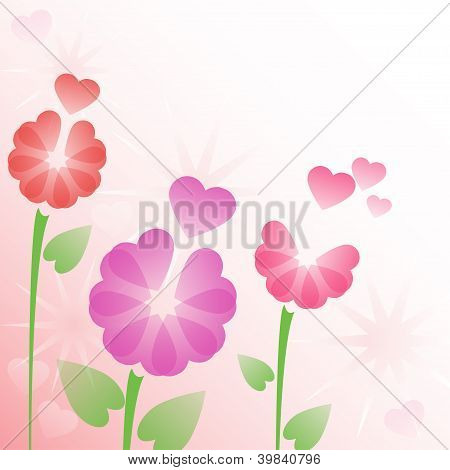 Blomstermotiver baggrund med hjerter