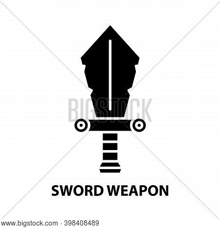 Sword Weapon Icon, Black Vector Sign With Editable Strokes, Concept Illustration