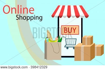 Online Shopping. Online Shopping Advertising. Parcels, Products. Purchases. Shopping On Your Phone. 