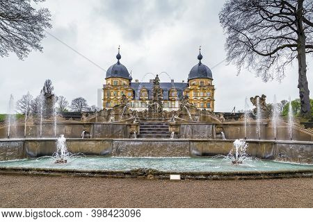 Palace (schloss) Seehof Was Built From 1684 To 1695 Near Bamberg, Germany. View With Cascade