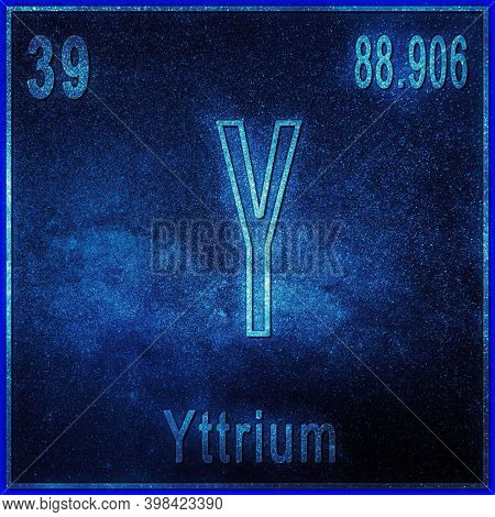 Yttrium Chemical Element, Sign With Atomic Number And Atomic Weight, Periodic Table Element