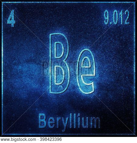 Beryllium Chemical Element, Sign With Atomic Number And Atomic Weight, Periodic Table Element