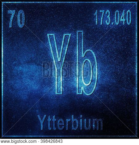 Ytterbium Chemical Element, Sign With Atomic Number And Atomic Weight, Periodic Table Element