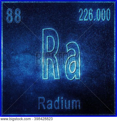 Radium Chemical Element, Sign With Atomic Number And Atomic Weight, Periodic Table Element