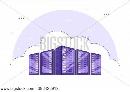 Data Storage Concept Banner, Flat Style Vector Illustration