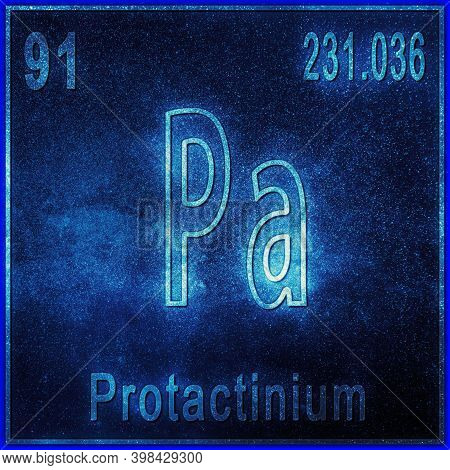 Protactinium Chemical Element, Sign With Atomic Number And Atomic Weight, Periodic Table Element