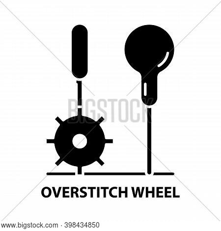 Overstitch Wheel Icon, Black Vector Sign With Editable Strokes, Concept Illustration