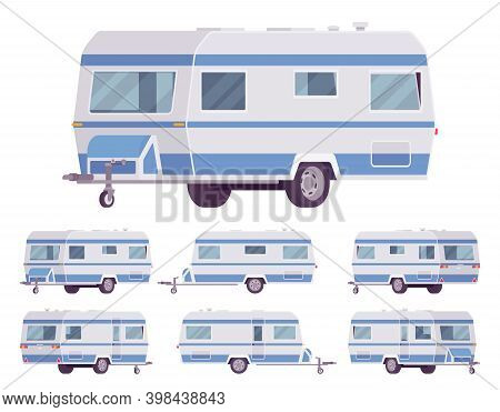 Rv Vintage Style Camper, Travel Trailer For Outdoor Adventures. Functional Vacation Van, Camping Exp