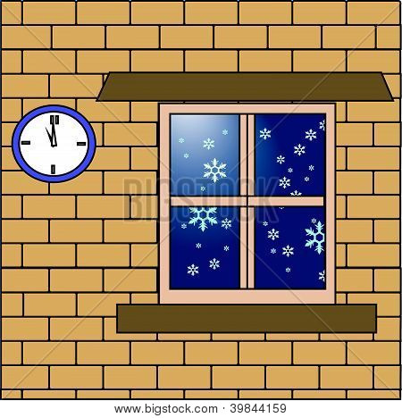 家の外の雪の結晶のドロップ