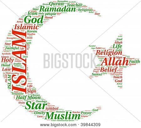 Islám symbol tag cloud